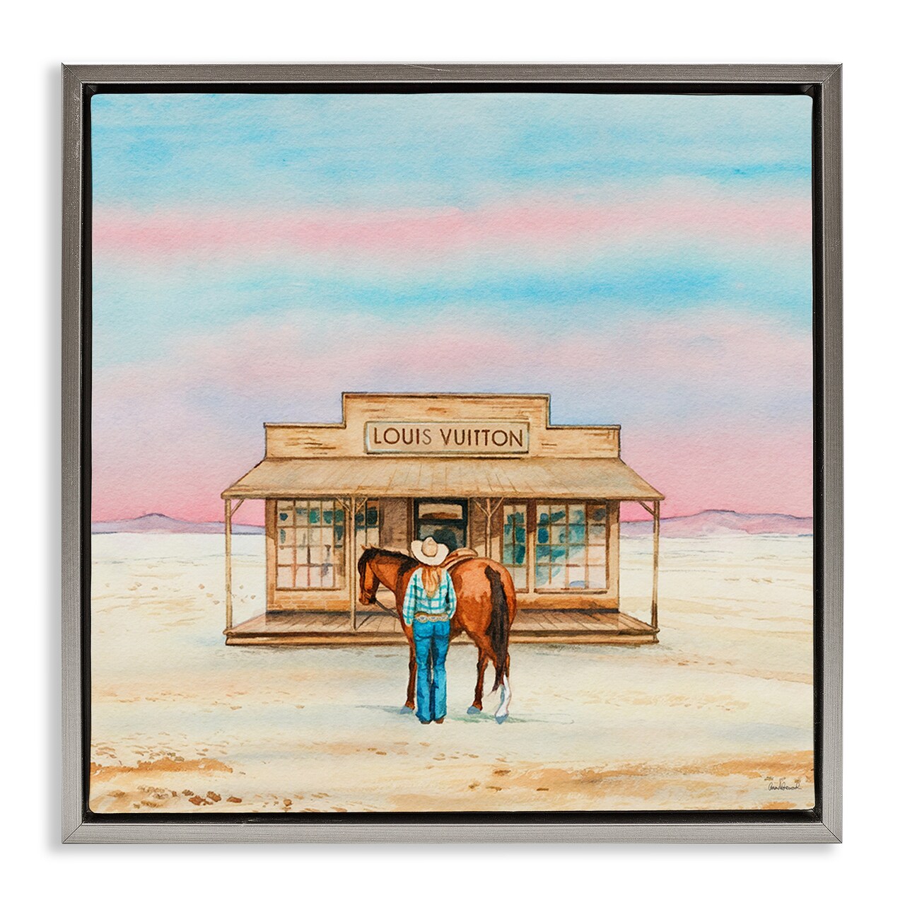 Stupell Industries Glam Cowgirl Shopping Floater Framed Canvas Wall Art Design by Amanda Greenwood